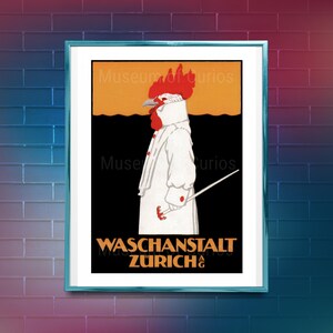 Digital, 1905, Waschanstalt Zürich Werbeplakat, INSTANT DOWNLOAD, druckbare Wandkunst