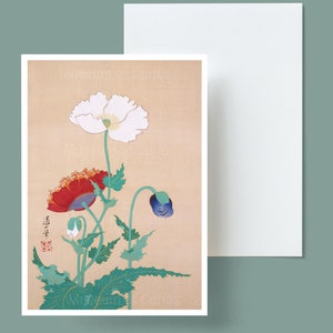 Japanese Poppies Vintage Art: 1800s Greeting Card Design (Digital Download)