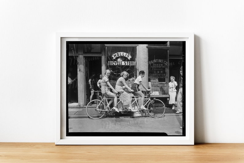 Digital, 1950s, Three women on a bicycle, INSTANT DOWNLOAD, Vintage Photo, mid century, printable image 3