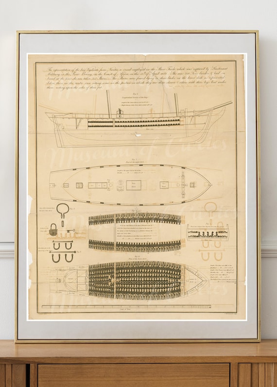 デジタル、1822年、フランスの奴隷船、図面、即時ダウンロード、19世紀
