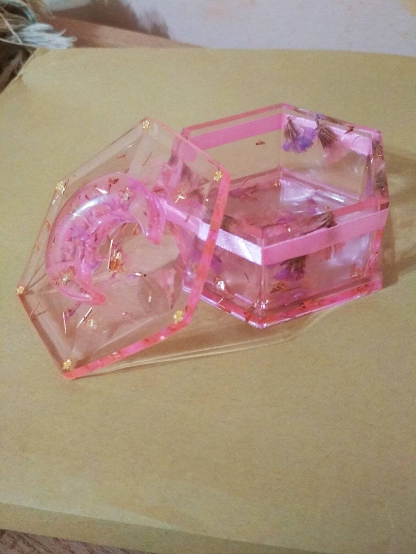 Resin box gift handmade epoxy resin jewelry box hexagonal Etsy