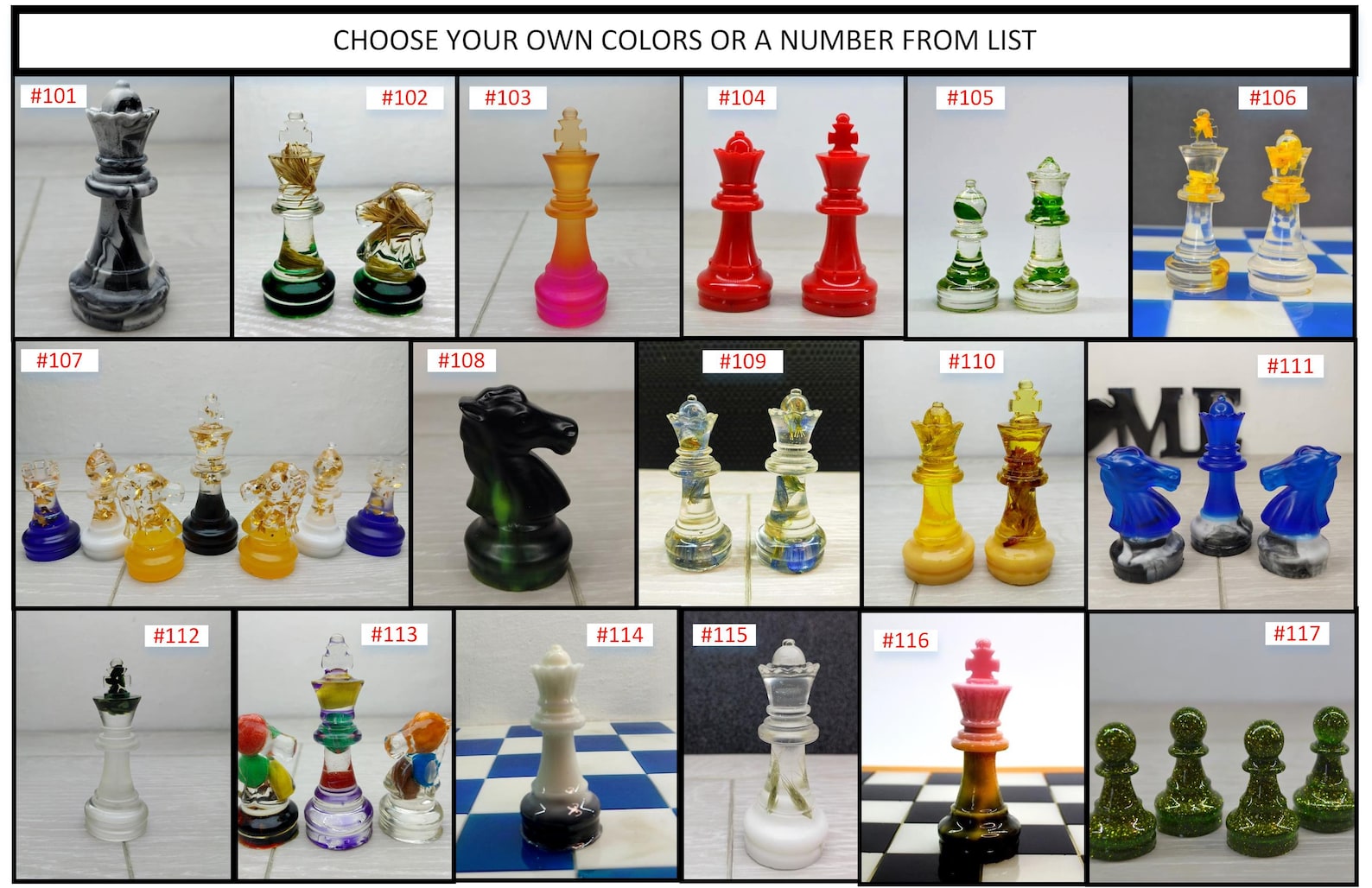 Custom Resin Chess Sets With Board Size of King 2.75 Inch 7 Etsy