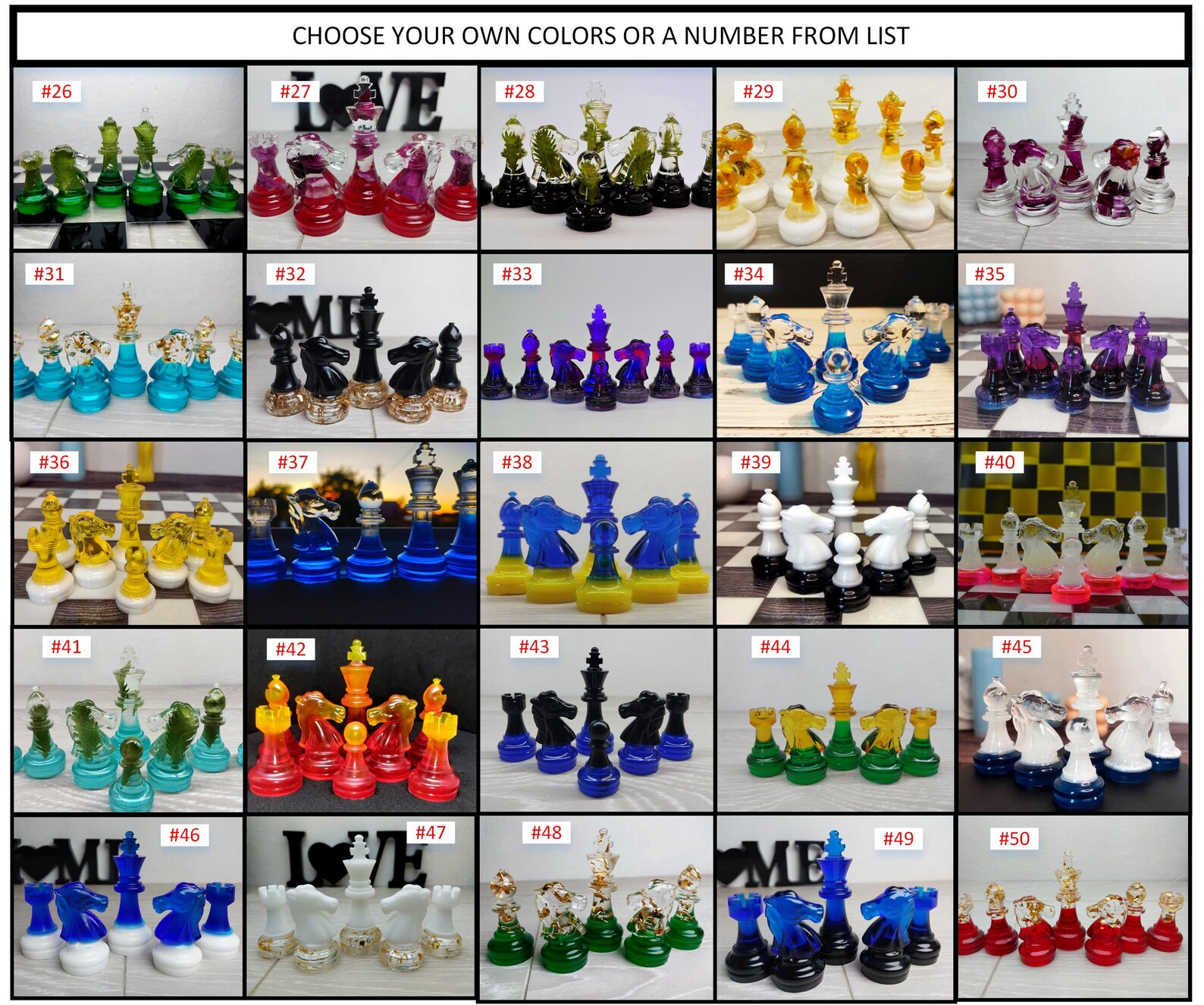 Custom Resin Chess Sets With Board Size of King 2.75 Inch 7 Etsy