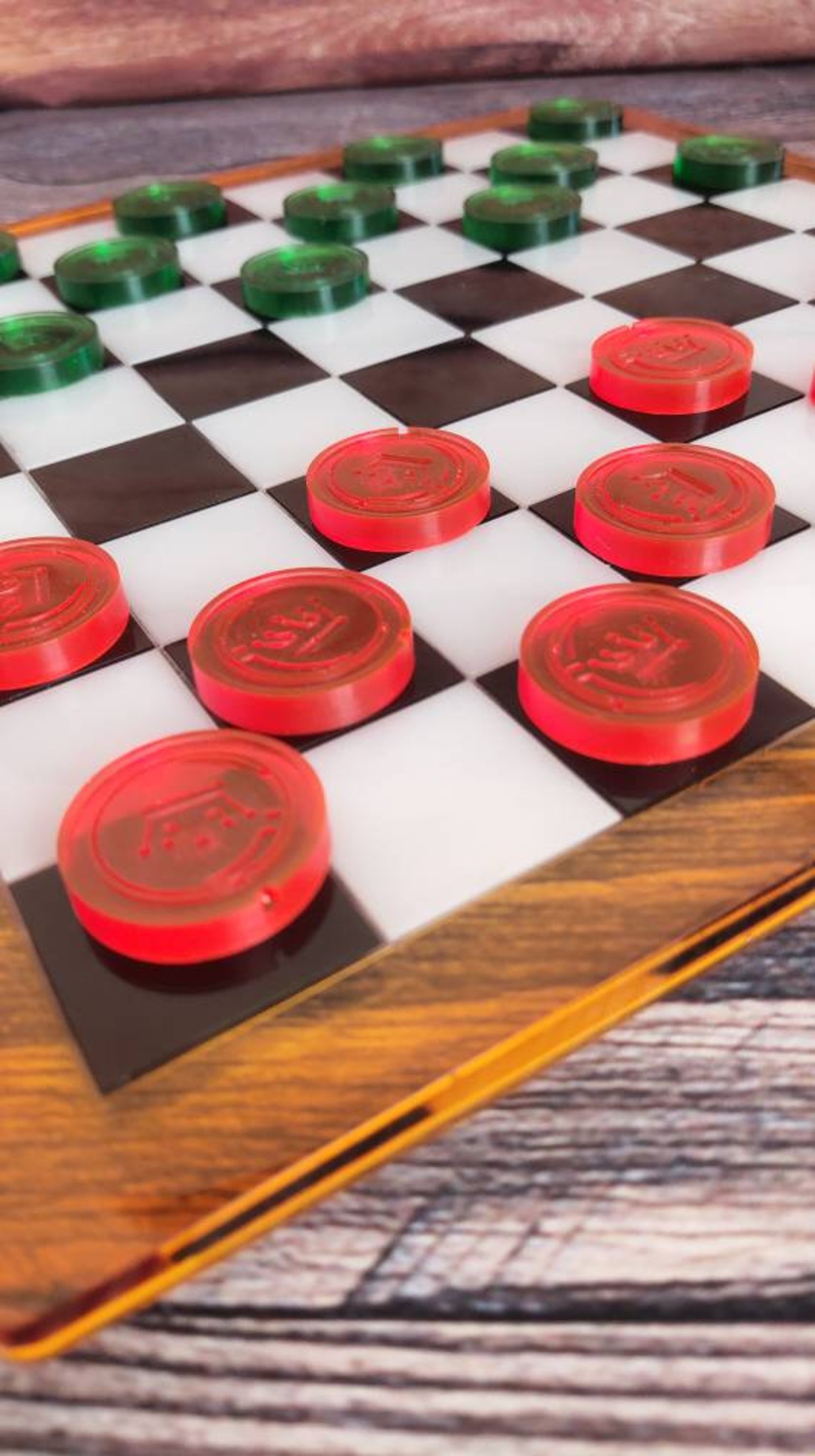 Handmade Checkers Set Stackable Checkers Pieces diameter of - Etsy