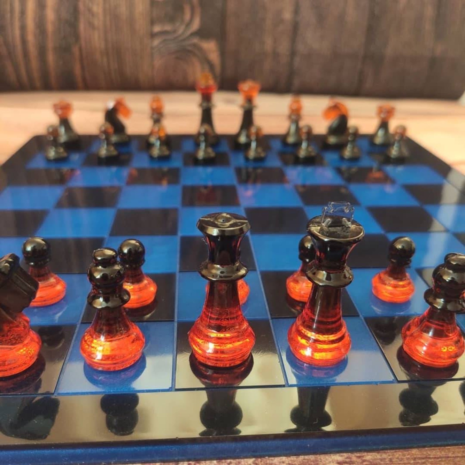 Resin chess set with board Made to order custom chess pieces | Etsy