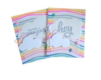 Set of Two Blank Greeting Cards, Notecards with Coordinating Envelopes