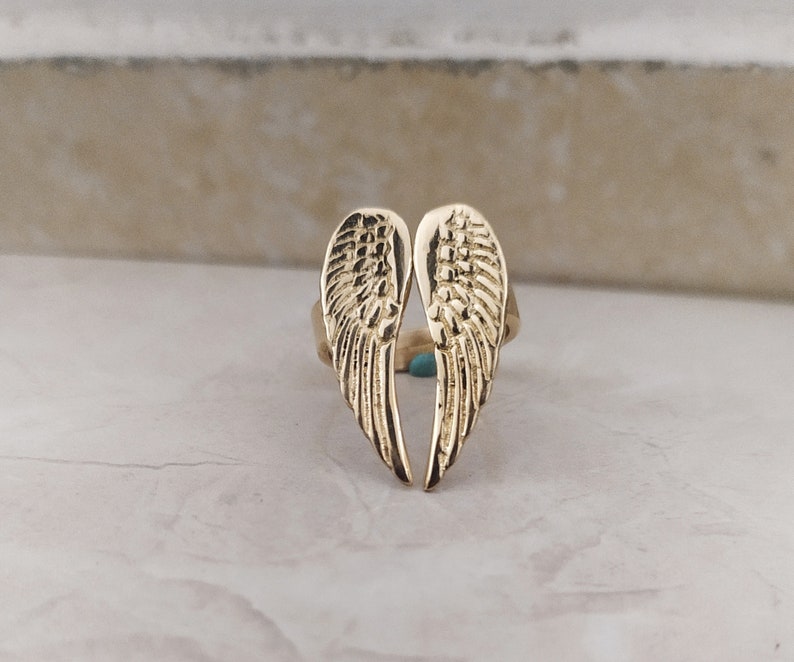 Sterling silver Angel wing feather adjustable ring, Angel wings ring, Statement ring, Adjustable angel ring, Princess ring, Gifts for her