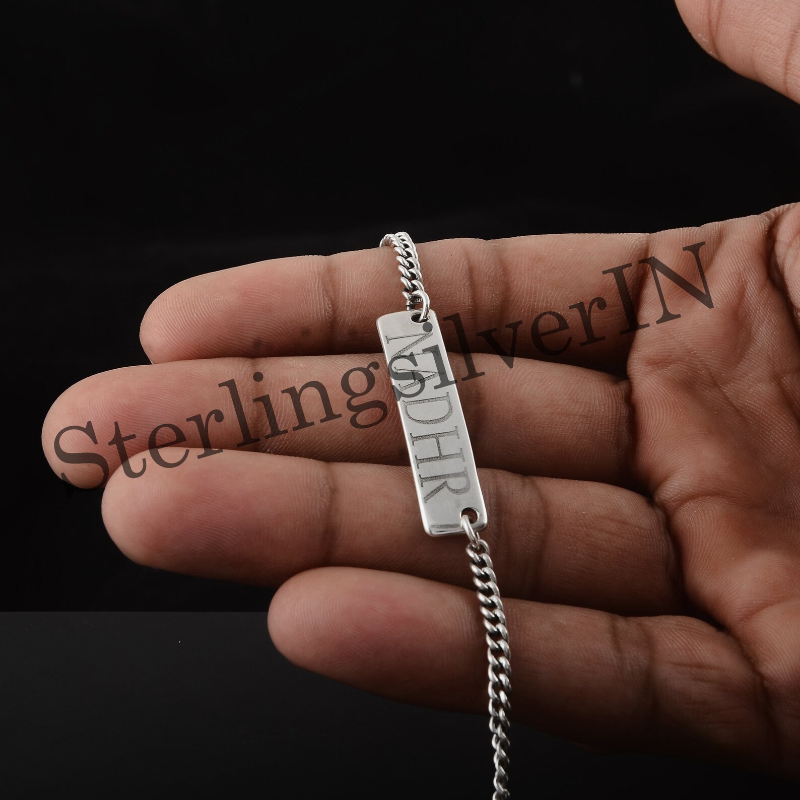 Silver bracelet name engraved Clearance