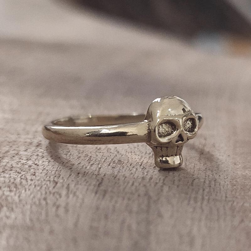 925 sterling silver men skull ring Gold plated small skull Etsy