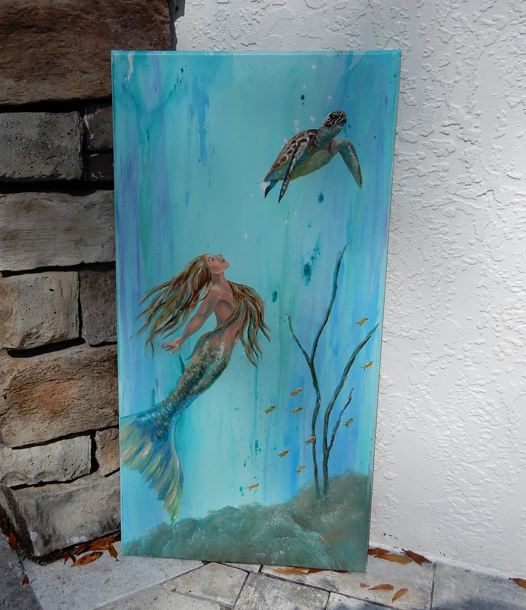 Sea Turtle Painting, Mermaid Painting - Etsy