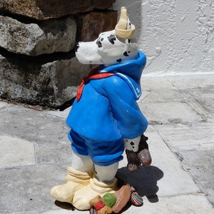 Statue de grand danois arlequin, figurine de chien en plâtre en costume de marin