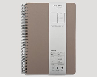 A5 Spiralgebundenes Skizzenbuch (Sand) - Umweltfreundliches, 100% Recyceltes Papier & Brett, drahtgebunden, veganfreundlich, Made in uk.