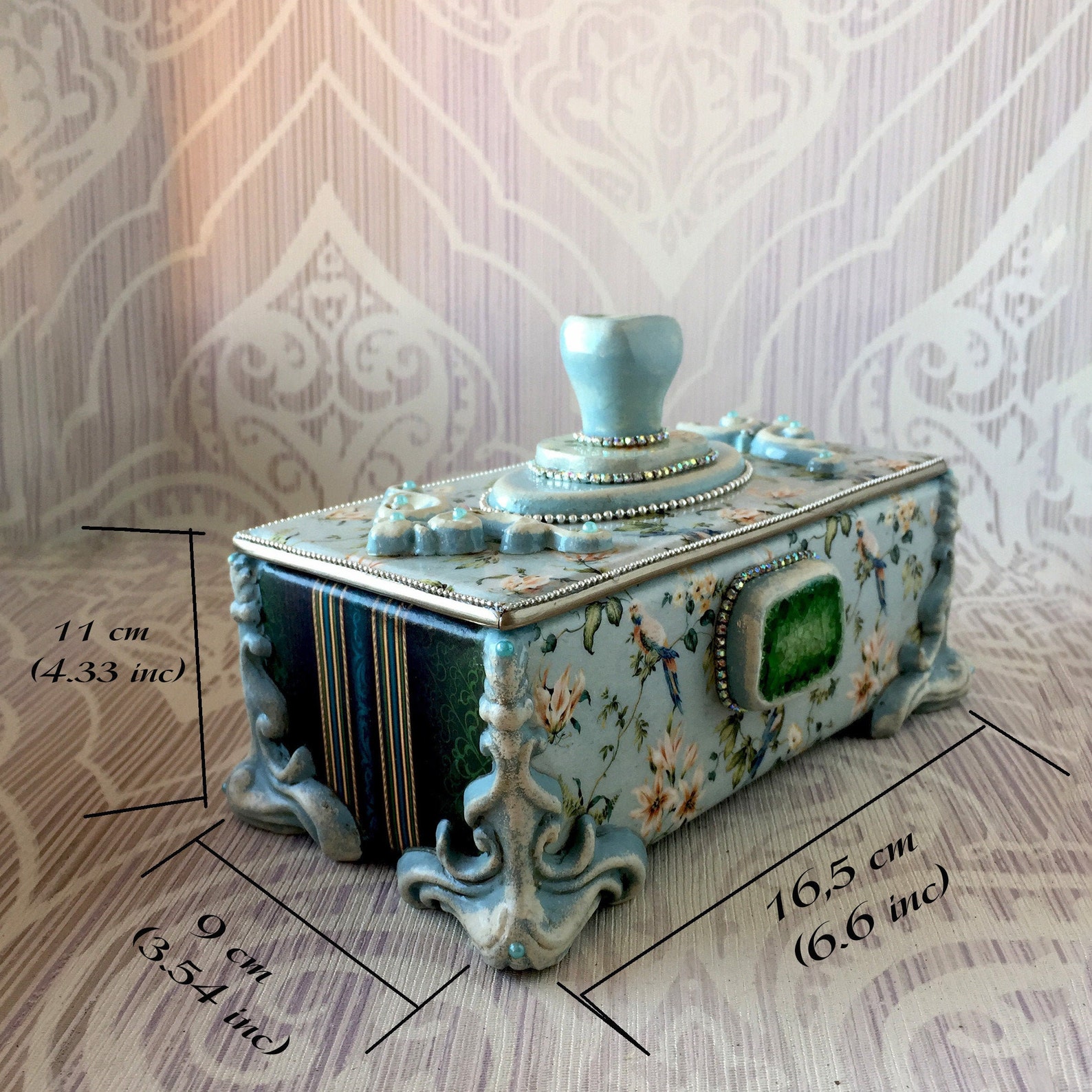 Blue Jewelry Box Beautiful decor Proposal ring box Jewellery Etsy