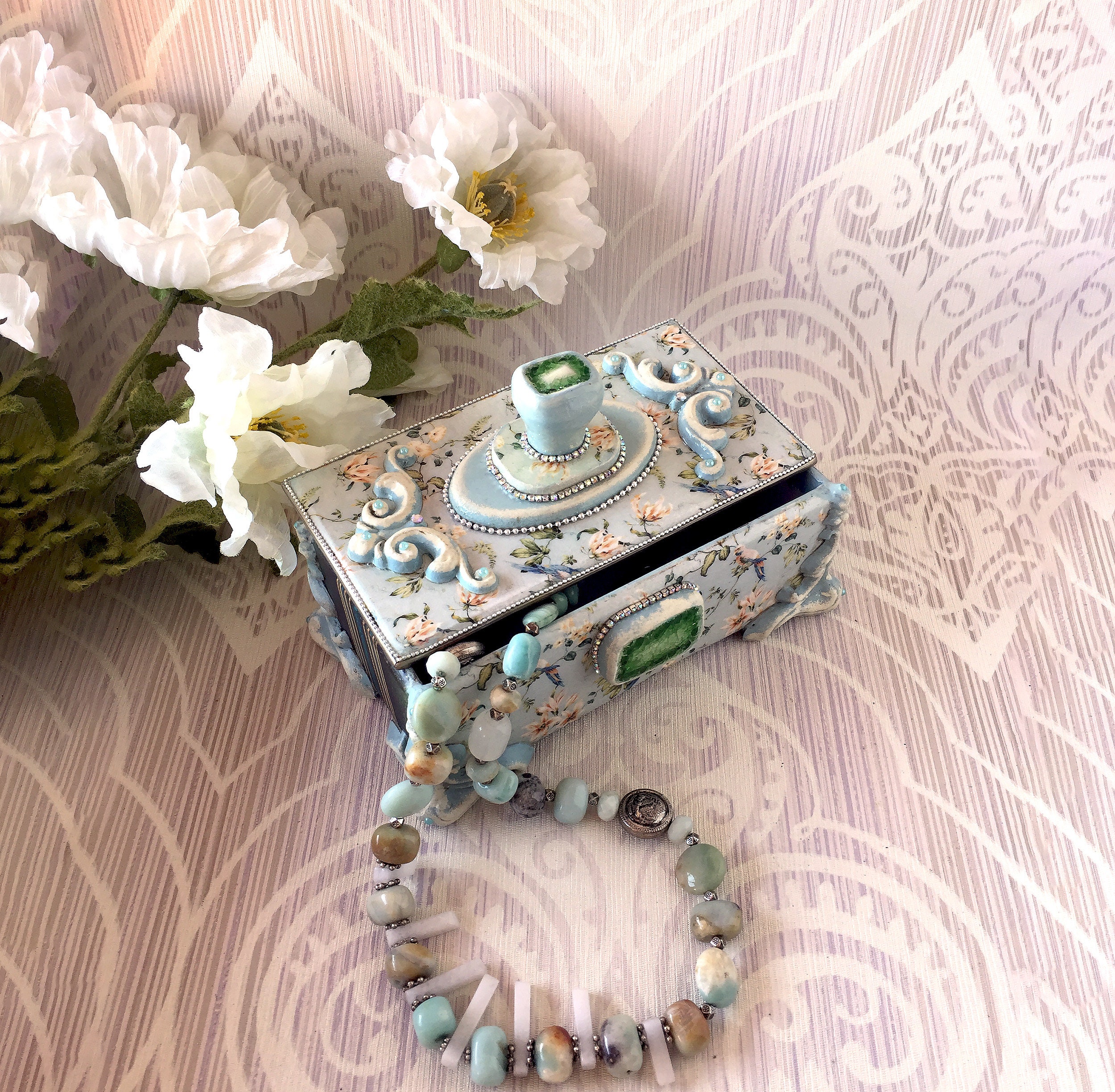 Blue Jewelry Box Beautiful decor Proposal ring box Jewellery Etsy