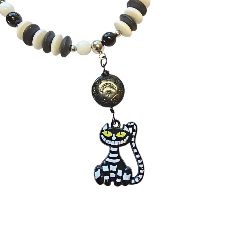 Beetlejuice Inspired Necklace, Halloween Necklace, Cat Necklace, Cute