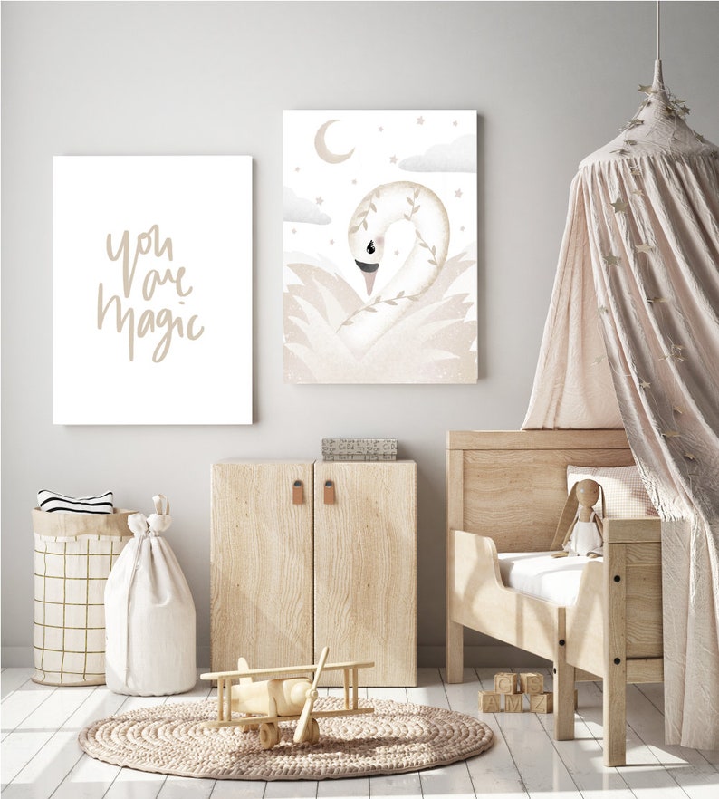 Whimsical Swan Nursery Nursery Decor Wall Art Children Etsy UK