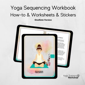 Yoga Class Sequencing Workbook for OneNote | Girl in Seated Meditation, Teal Mat with Flowers | Digital Planner & Journal ipad