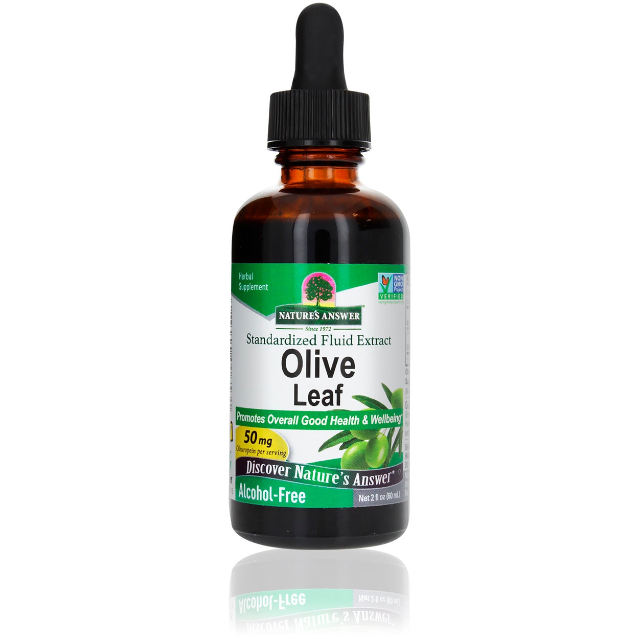 Nature's Answer Alcohol Free - Oleopein Olive Leaf herbal extract - 50 mg - 2 oz herbal supplement olive leaf extract