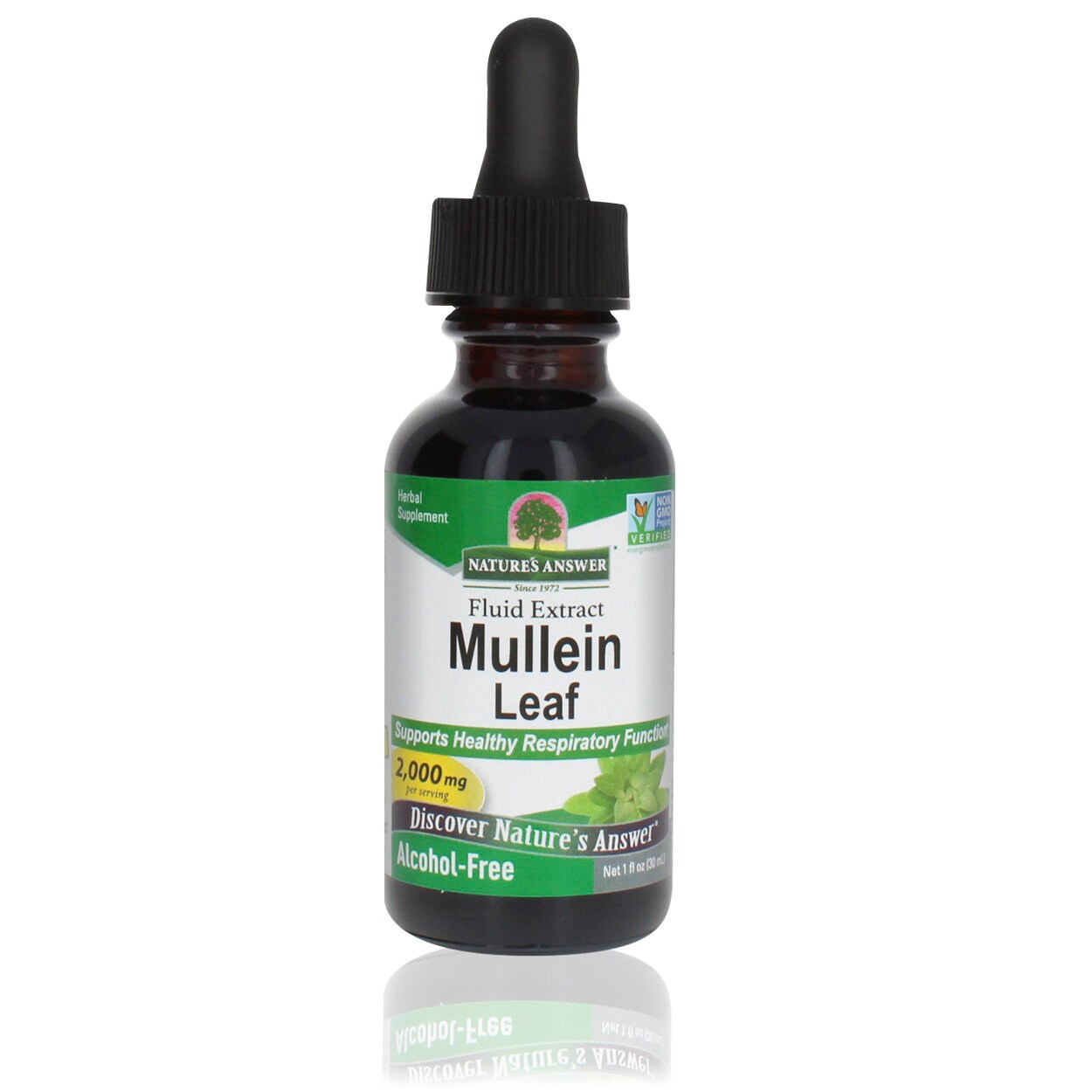 Nature's Answer Mullein Leaf  Herbal Supplement, Supports Respiratory Function, Non-GMO & Kosher, Gluten-Free,  Alcohol-Free 1oz