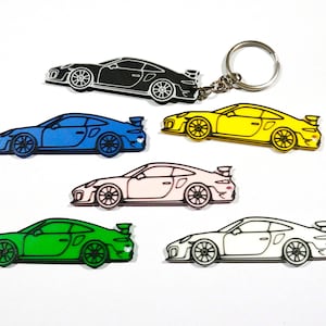 Porsche 911 GT3 RS Keychain + Wireframe Model (Wall Mounted) + Magnet + Coaster || Custom | Fob | Keychain | Gift | 3D Printed