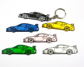 Porsche 911 GT3 RS 3D Printed Keychain | Wireframe Model, Magnet, Coaster