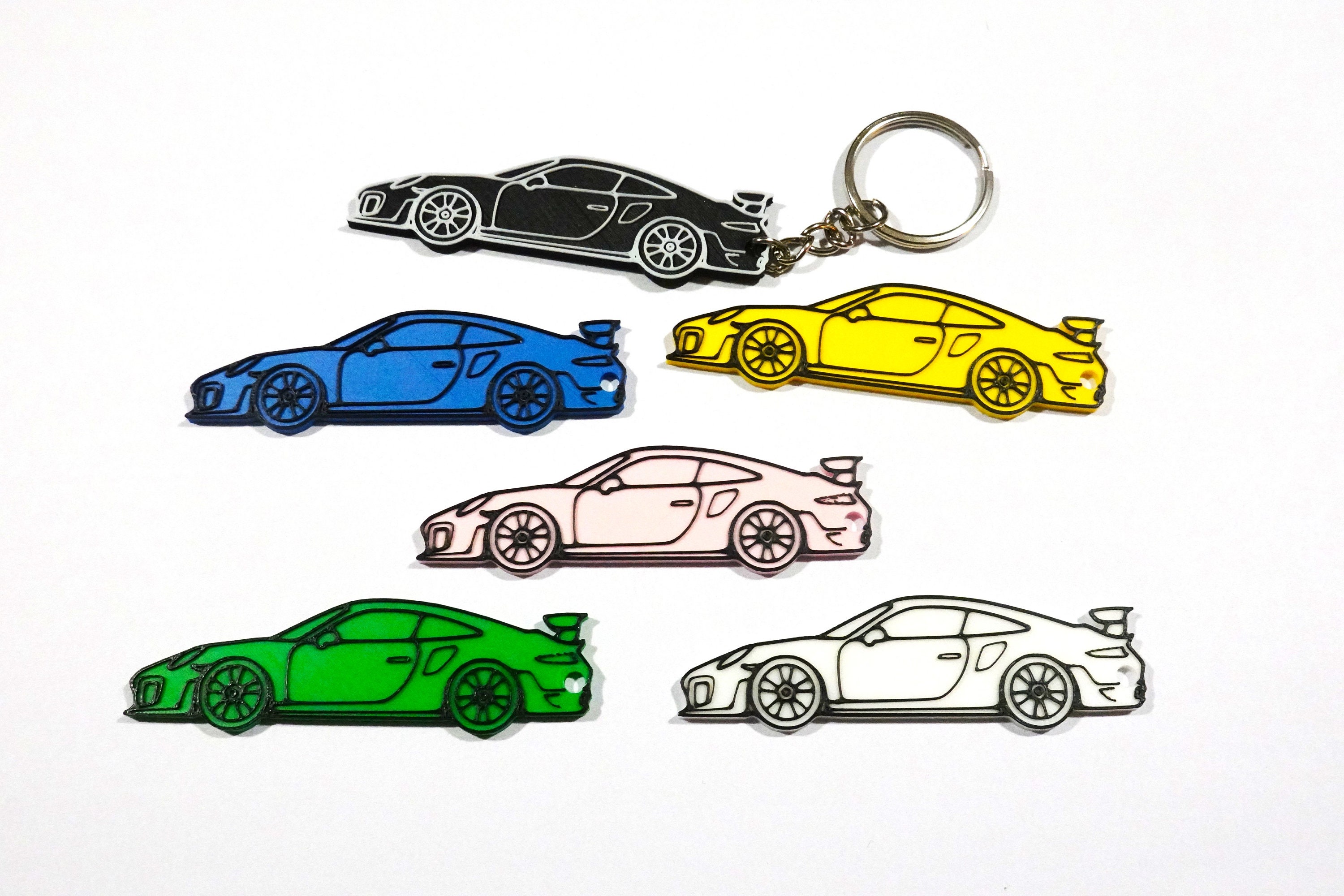 WiczDesigns Porsche 911 GT3 RS Keychain + Wireframe Model (Wall Mounted) + Magnet + Coaster || Custom | Fob | Keychain | Gift | 3D Printed