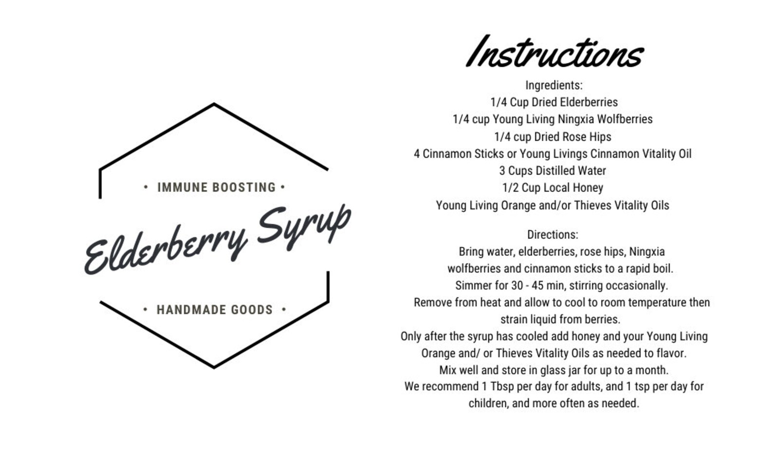Elderberry Syrup Labels and Recipe Cards | Etsy