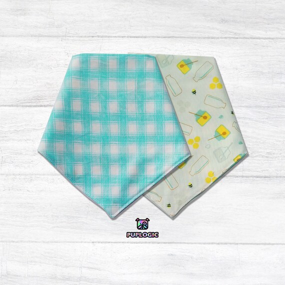 Snap Clip Baby Bandana Navy Dog Bandana Blue Prints Reversible Snap On Bandana Blue Pet Bandana Blue Cat Bandana Snap Button