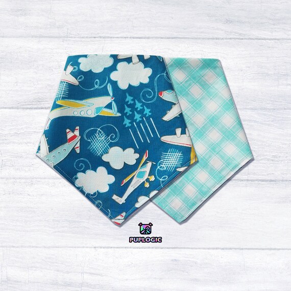 Snap Clip Baby Bandana Navy Dog Bandana Blue Prints Reversible Snap On Bandana Blue Pet Bandana Blue Cat Bandana Snap Button