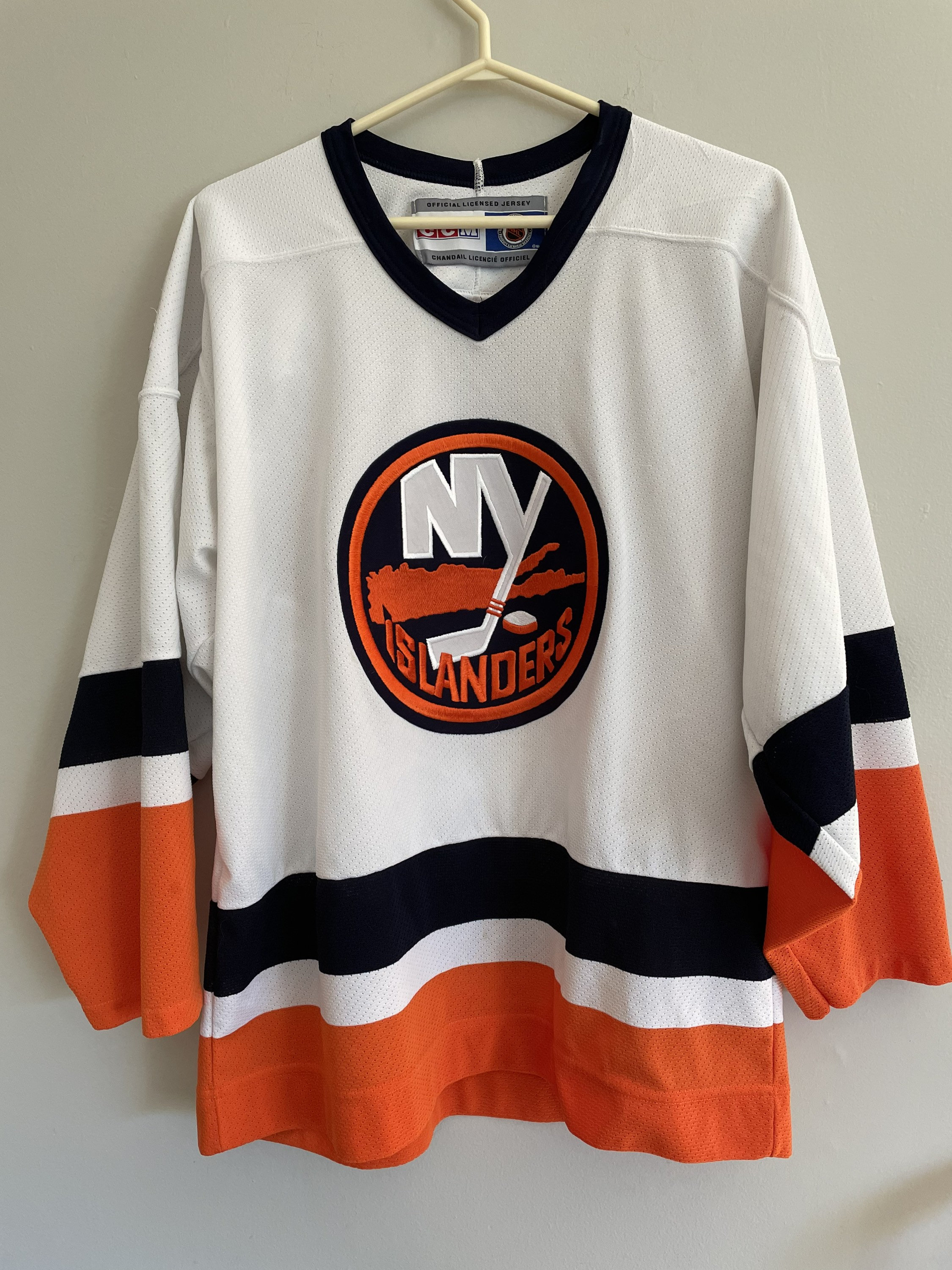 VINTAGE-NWT-XL MIKE BOSSY ORANGE 3RD NY ISLANDERS CCM NHL LICENSED HOCKEY  JERSEY