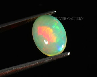 11X8MM 1.7Cts Natural Ethiopian Opal Gemstone  White Oval Gemstone Loose Opal Smooth Cabochon Fire Opal Wedding Gift Opal Jewelry