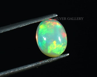 9X7MM 1.3Cts Natural Ethiopian Opal Cabochon Smooth CabochonWhite Opal Welo Fire Opal  Oval Gemstone Jewelry For Making