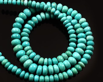 Natürliche blaue Türkis glatte Rondelle Perlen Edelstein Schmuck machen Strang