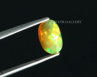 11X6MM 0.8 Carat Natural Ethiopian Opal Cabochon Multi Fire Opal Yellow Opal Fancy Shape Cabochon Loose Gemstone Faceted Opal Wedding Gift