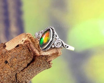 Natural Ethiopian Opal Ring \ Solid 925 Sterling Silver Ring \ Statement Ring \ Loose Gemstone \ Marquise Shape Opal Ring \ Wedding Ring