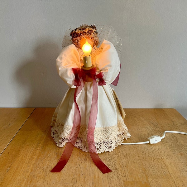 13.5"H Handmade Faithworks Angel Electric Candle Night Light Doll