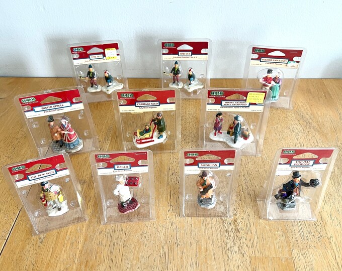 10 Lemax Village Collection Miniature Figurines, Christmas Village