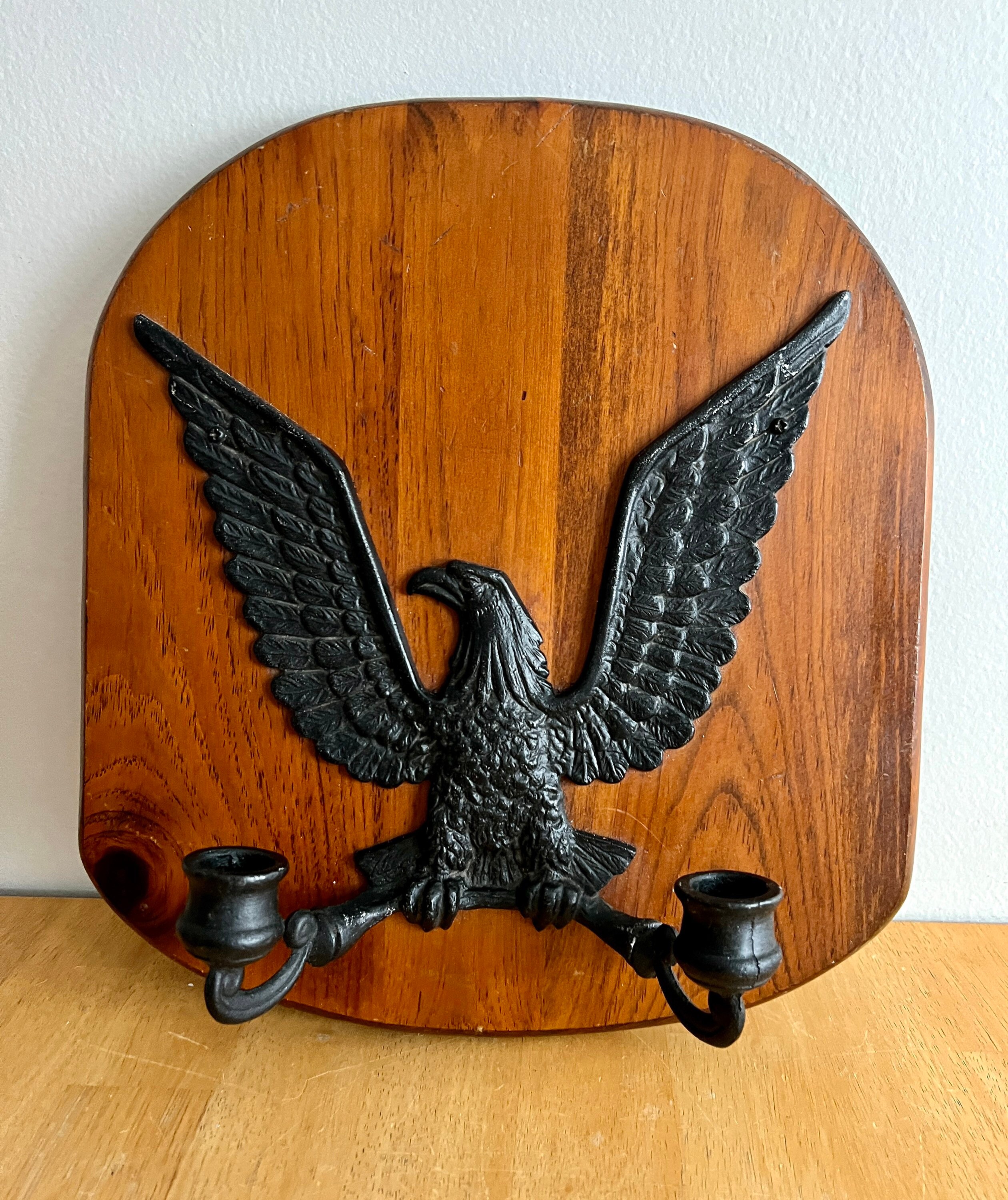 Vintage Wood and Cast Iron American Eagle Double Candle Etsy