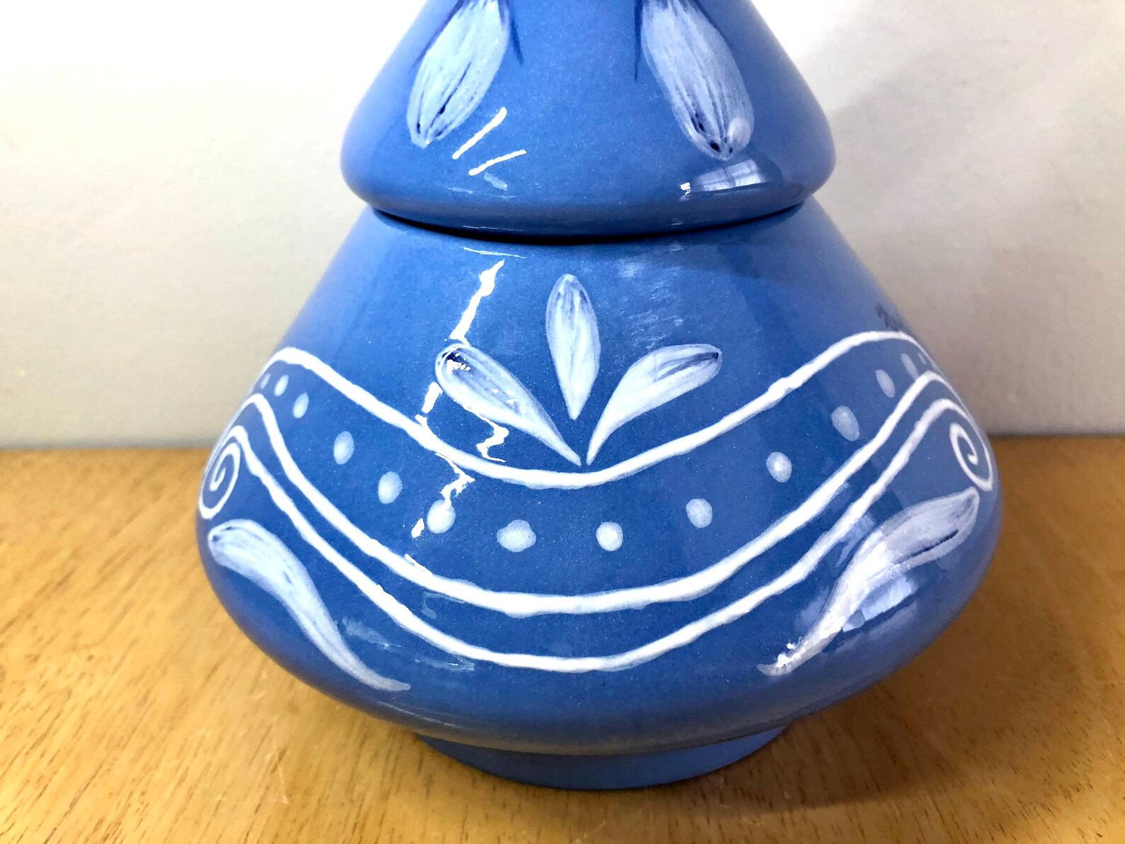 Blue Hand Painted Ceramic Lidded Jar Ginger Jar Style Etsy