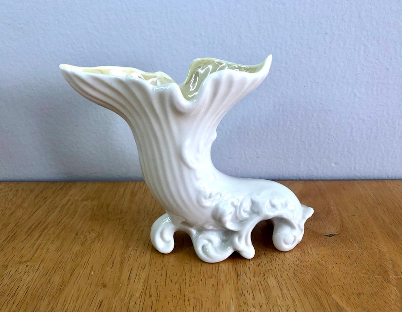 Vintage Belleek Porcelain Cornucopia Spill Vase 7th Etsy