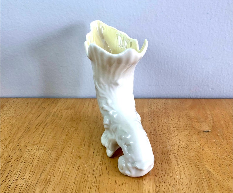Vintage Belleek Porcelain Cornucopia Spill Vase 7th Etsy