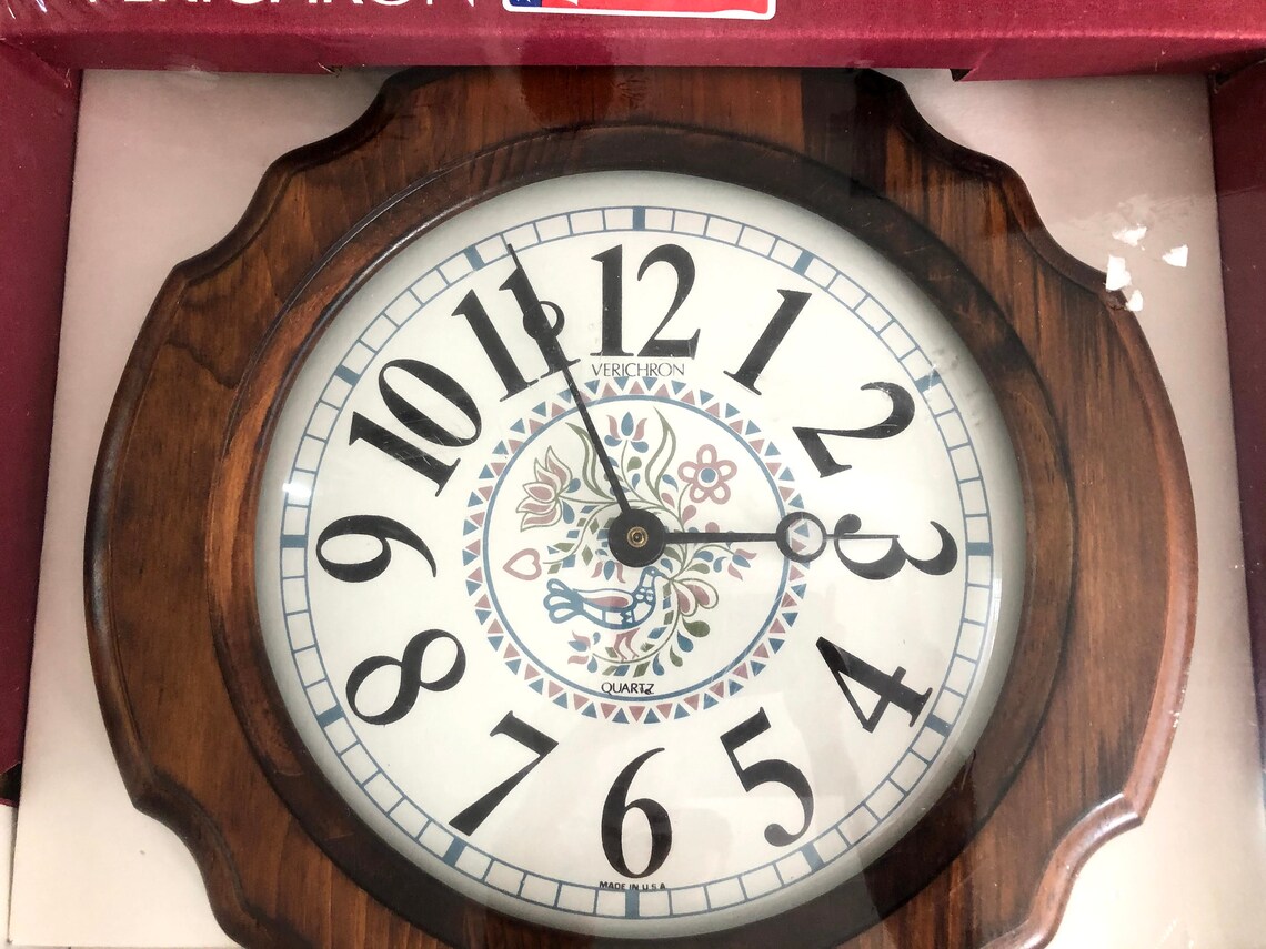 Vintage NOS Harris & Mallow Verichron Wood Wall Quartz Clock Etsy