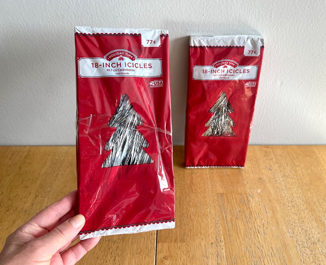 2 Silver Christmas Tree Icicles Metallic Foil Tinsel Etsy