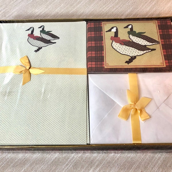 Vintage Stationary Writing Decorated Sheets Notes Envelopes Goose Design Montag Country Sampler Made in  USA Sealed