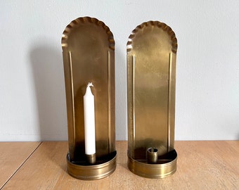 2 Handmade Brass Wall Candle Sconces, Wall Hanging Candlestick Holders
