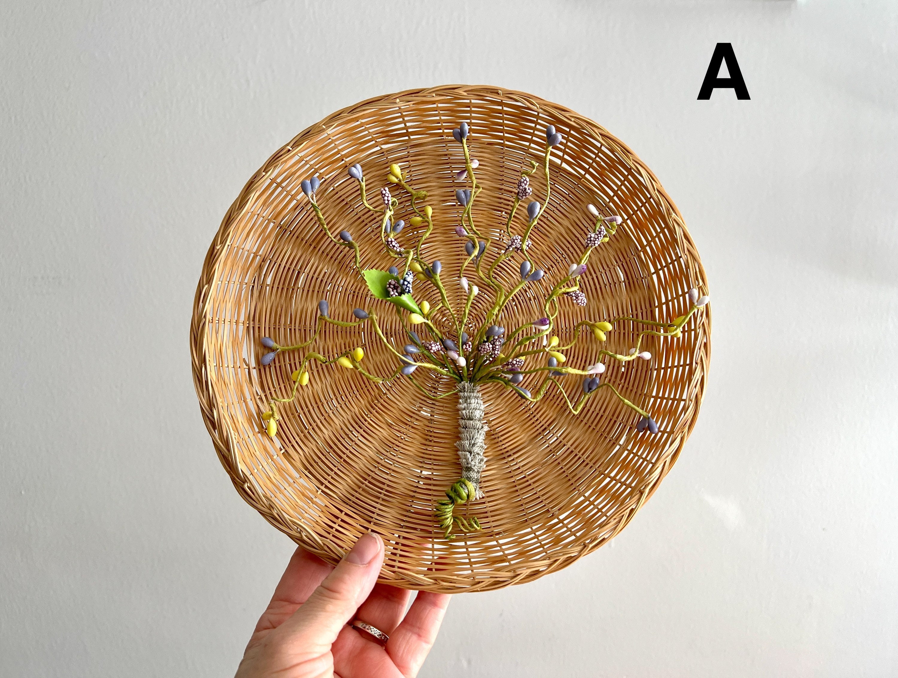 ONE Vintage Bamboo Plate Holder Decorated With Pip Berries Etsy