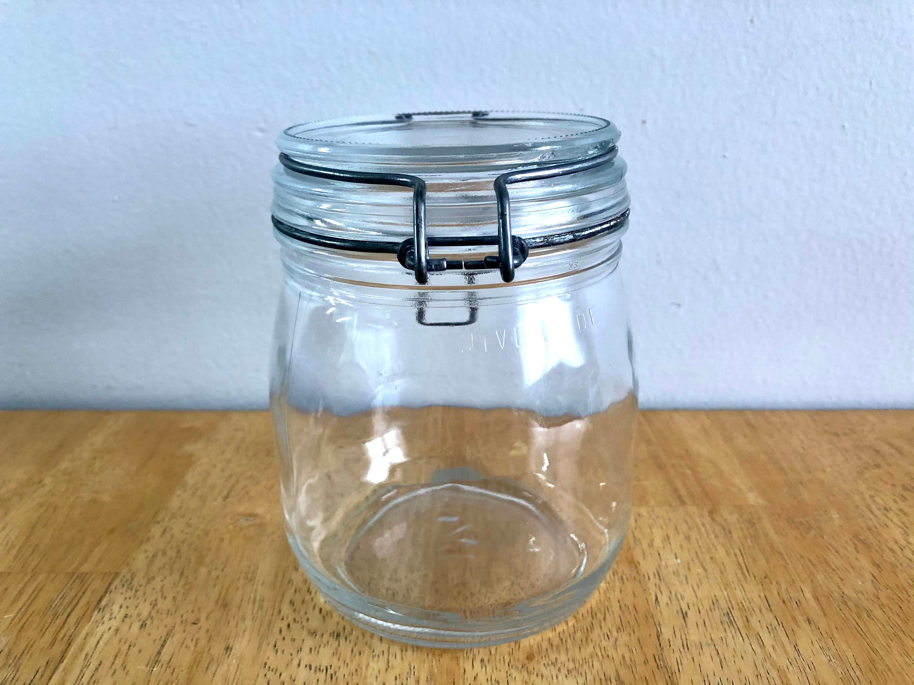 Vintage 3/4 L/25.3 fl oz Arc France Glass Jar with Wire Etsy