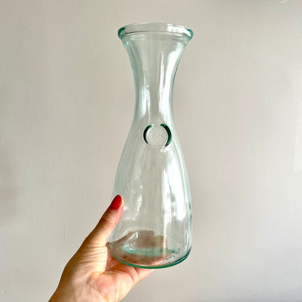 Vetreria Etrusca Italian Glass Carafe/Wine Decanter Fleur de Lis Design 1000ml/34oz