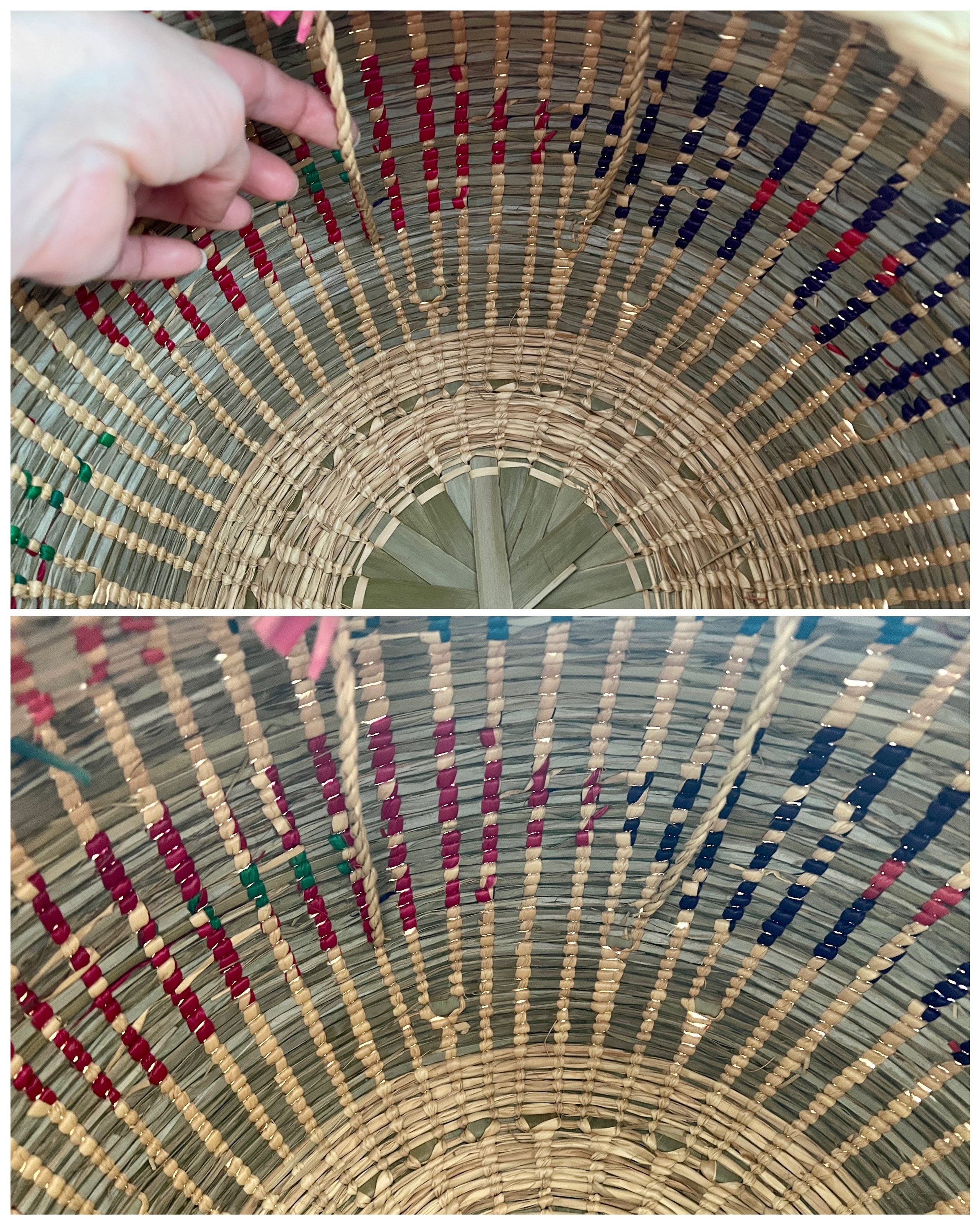 Vintage Large Coil Straw/grass Basket With Lid and Handles Etsy