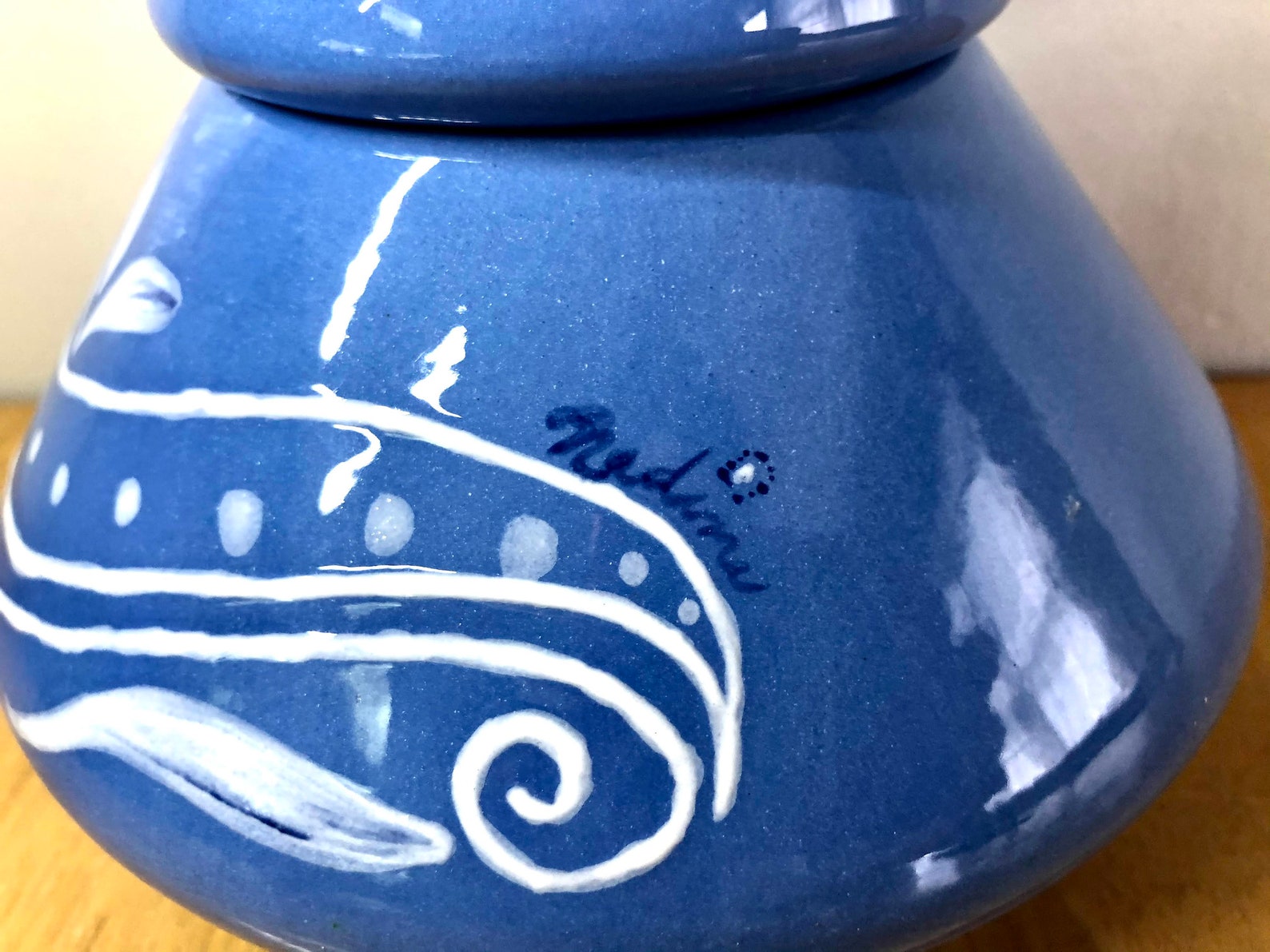 Blue Hand Painted Ceramic Lidded Jar Ginger Jar Style Etsy